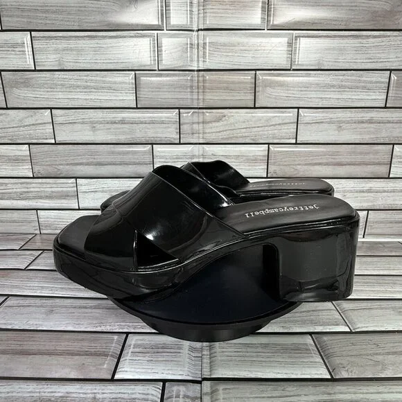 Jeffrey Campbell Black Shiny Bubblegum Mule Sandal Shoe Size 6-NEW - Picture 4 of 9